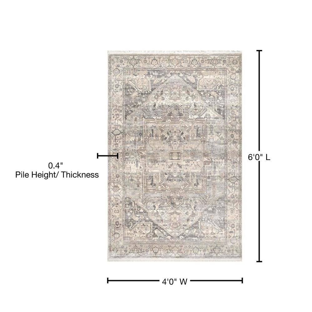 Elegant Silver Medallion 4' x 6' Oval Synthetic Area Rug