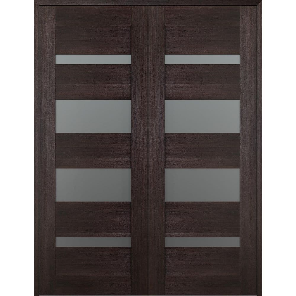 "Vona 07-01 36""x 80"" Both Active 4-Lite Frosted Glass Veralinga Oak Wood Composite Double Prehung French Door" price history on PriceWatchPro