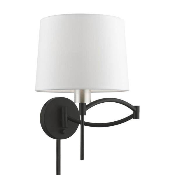 Livex Lighting Black Hardwired/Plug-In Swing Arm Wall Lamp