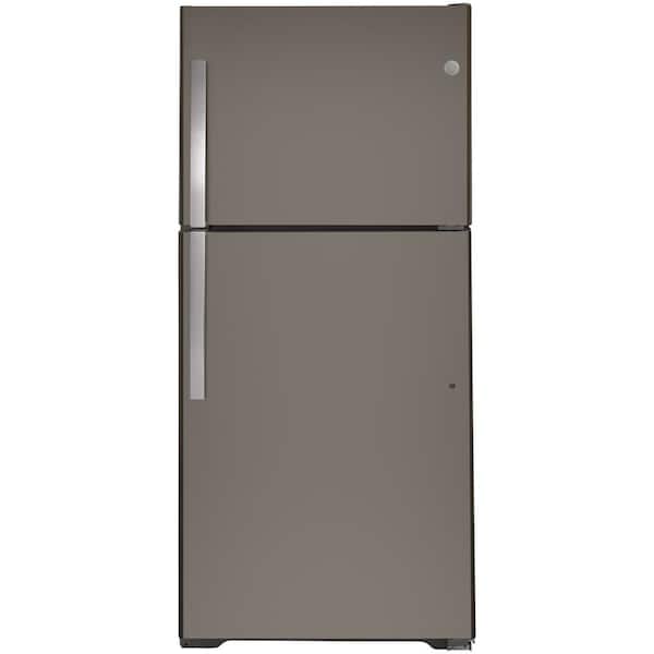 GE 19.2 cu. ft. Top Freezer Refrigerator in Slate, Fingerprint Resistant, Garage Ready