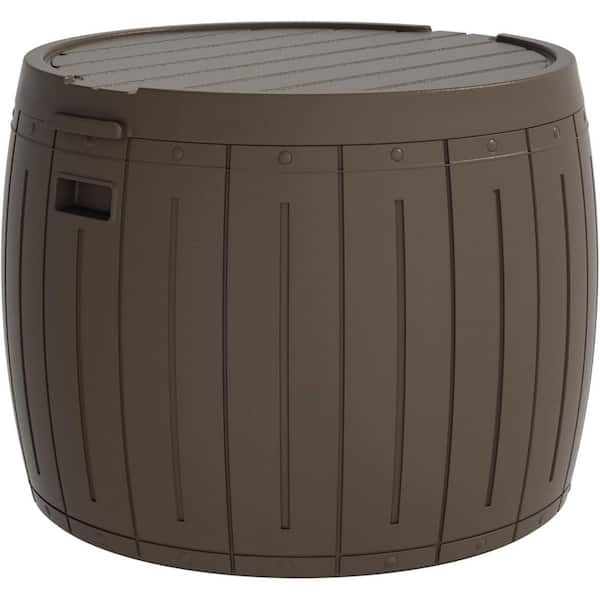 Mondawe 48 Gal. 24 in. L x 24 in. W x 18 in. H Brown Round Outdoor Resin Deck Box