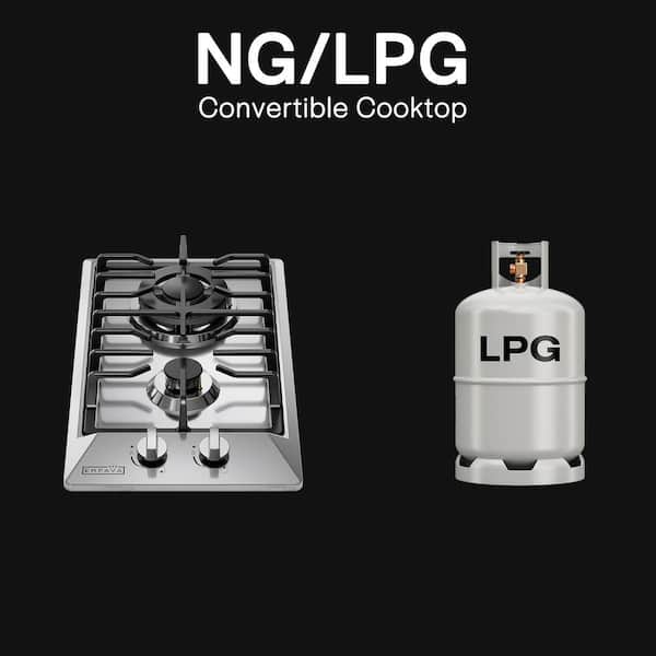 12 in. Gas Cooktop in Stainless Steel with 2 Sealed Burners LPG Convertible Stove