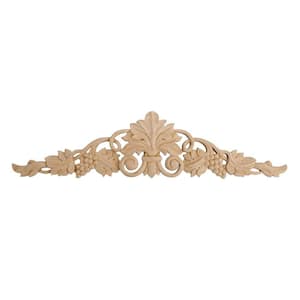 3-7/8 in. x 16-1/8 in. x 1/2 in. Unfinished Hand Carved North American Solid Alder Wood Onlay Grape Vine Wood Applique