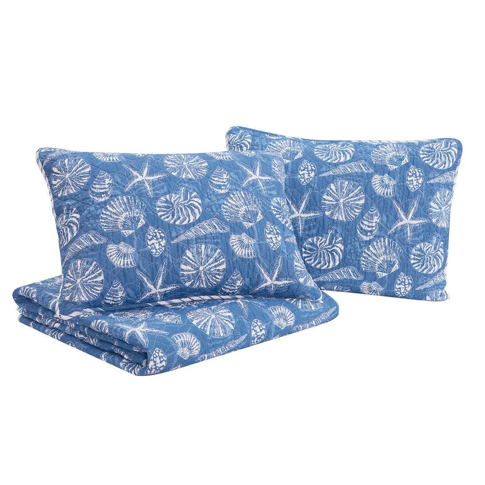 Mare Blue Reversible Cotton Twin Quilt Set
