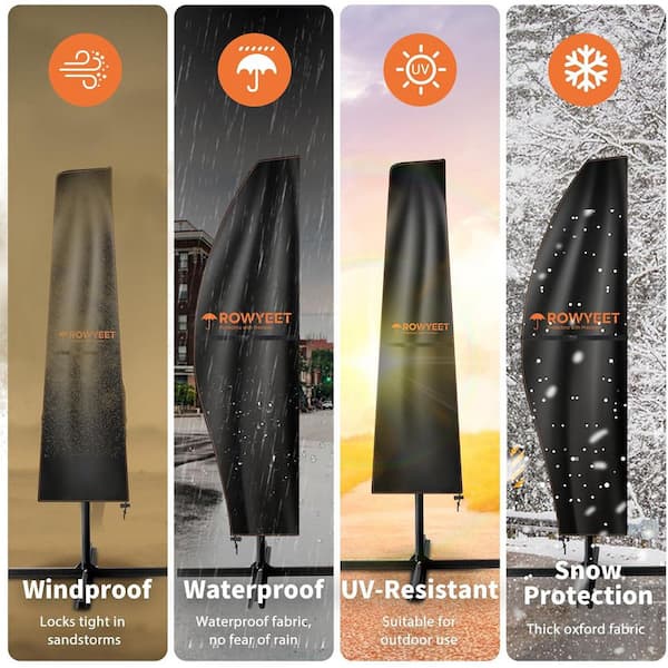 Waterproof UV-Resistant 420D Oxford Fabric Patio Umbrella Cover for 9-12 ft. Outdoor Cantilever and Offset Umbrellas