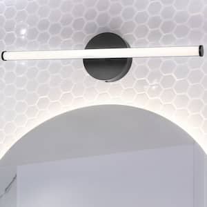 Emerson 20.25 in. 1-Light Modern Industrial 360-Degree Rotatable Aluminum Integrated LED Vanity Light, Black