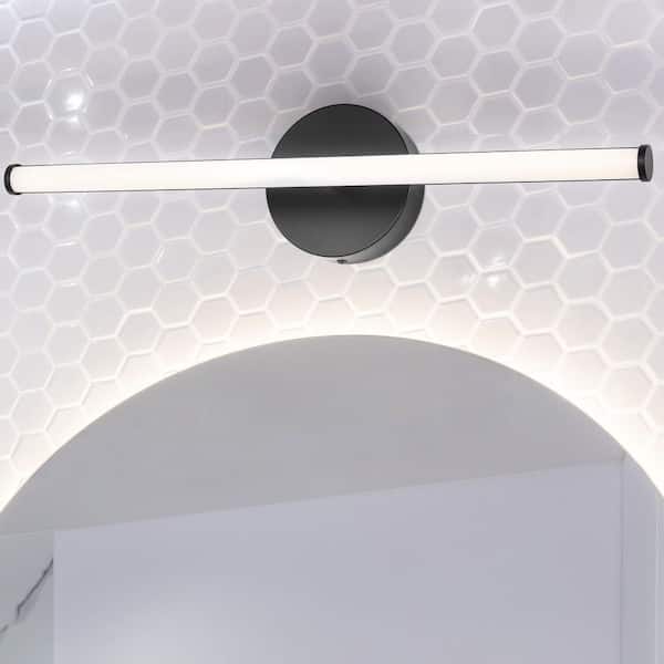 JONATHAN Y Emerson 20.25 in. 1-Light Modern Industrial 360-Degree Rotatable Aluminum Integrated LED Vanity Light, Black