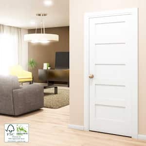 28 in. x 80 in. x 1-3/8 in. Shaker White Primed 5-Panel Solid Core Wood Interior Slab Door