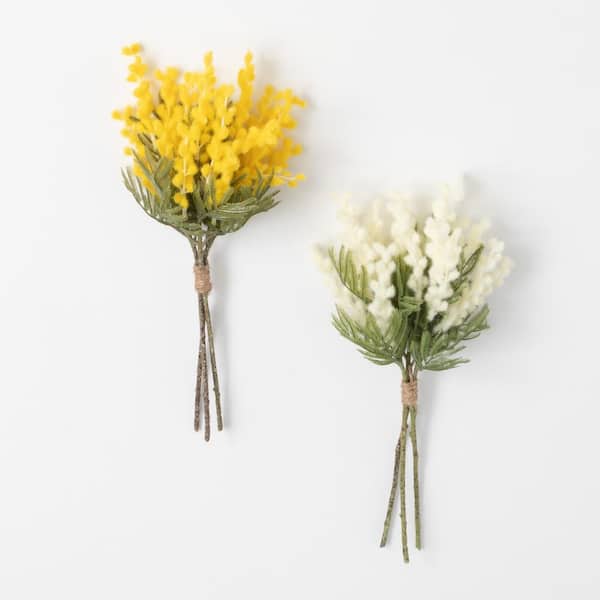 SULLIVANS 15.5" Artificial Yellow Acacia Bush Bundle - Set of 2