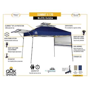 SX170 10 ft. x 10 ft. Blue/Graphite Instant Canopy with Dual Half Awnings