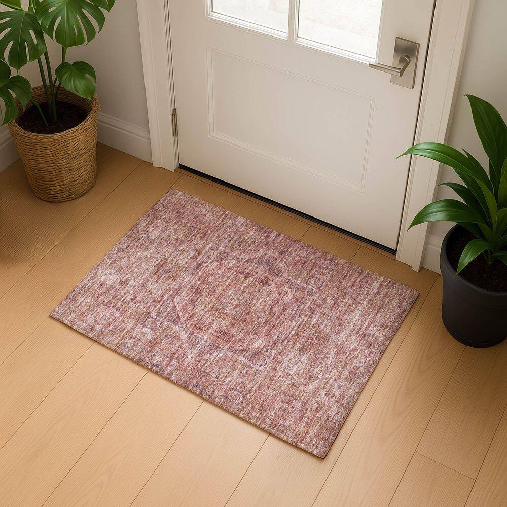 Mayfield Premium Machine Washable Abstract AMF1743 Salmon 2 ft. x 3 ft. Area Rug price history on PriceWatchPro