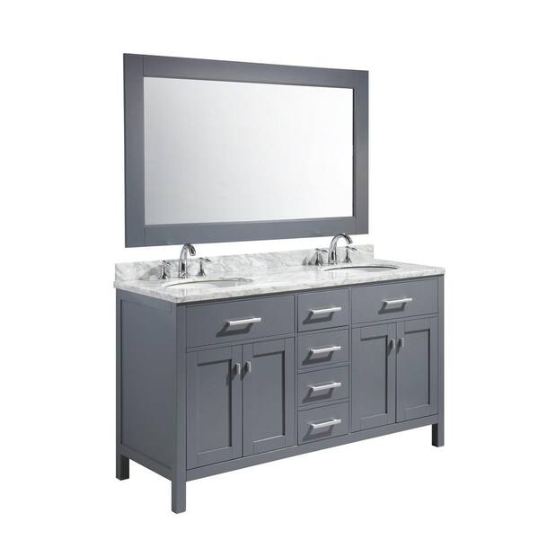 Design Element London 61 in. W x 22 in. D x 35.5 in. H Vanity in Gray