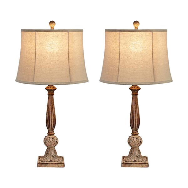 Maxax Salem 27 .5" Brown Table Lamp Set With Teal Shade (Set of 2)
