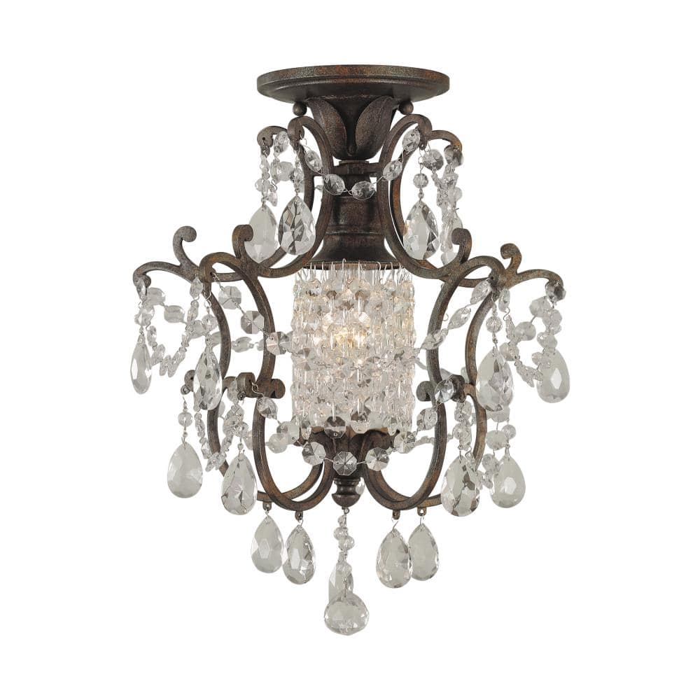 Versailles Spirit Mini Chandelier in British Bronze with Faceted Crystals