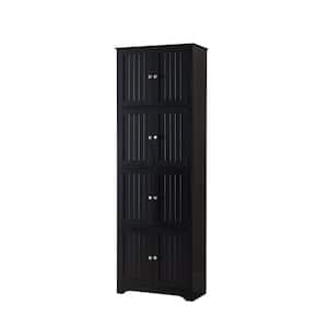 SignatureHome Lyons Black Finish 68 in. H 8 - Door Storage Cabinet with 4 shelves and 8 Doors. Dimension (23Lx12Wx68H)