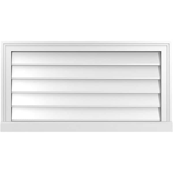 Ekena Millwork 34" x 18" Rectangular White PVC Paintable Gable Louver Vent Non-Functional