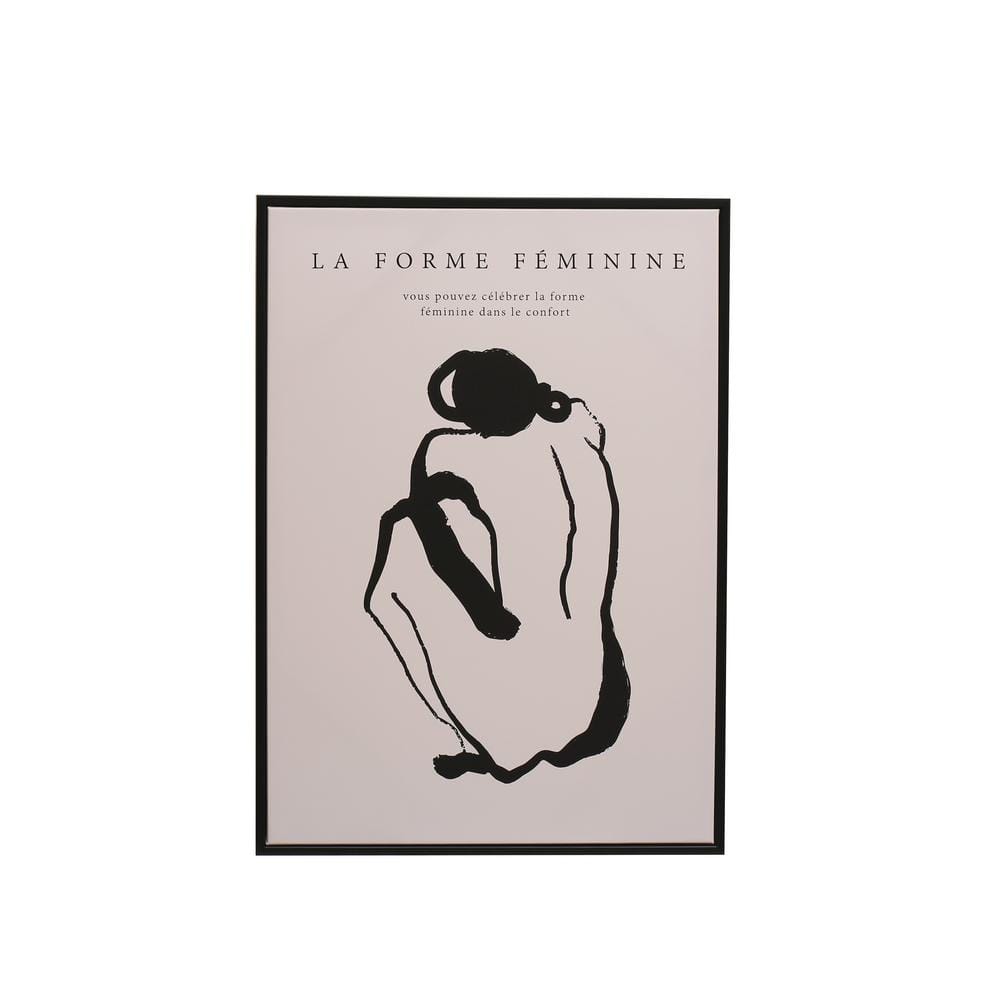 Bloomingville 27.5 Inches Canvas Framed Décor La Forme Feminine, Black and White Wall Art