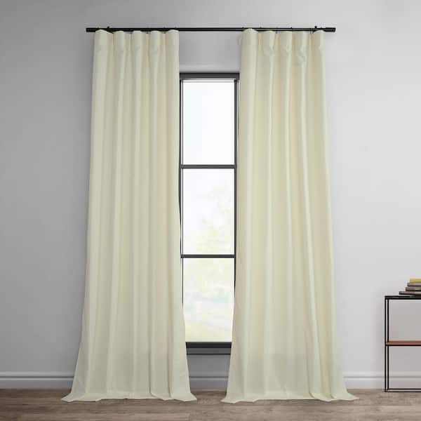 Ivory Dobby Linen 50 in. W x 108 in. L Room Darkening Rod Pocket Curtain (1 Panel)