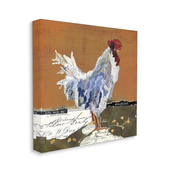 Stupell Industries "Country Farm Chicken Collage Sunshine Sentiment" Carol Robinson Unframed Animal Canvas Wall Art Print 24 in. x 24 in.