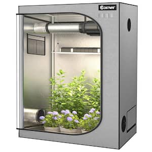 4 ft. x 2 ft. x 5 ft. Gray Mylar Hydroponic Grow Tent with Observation Window and Floor Tray