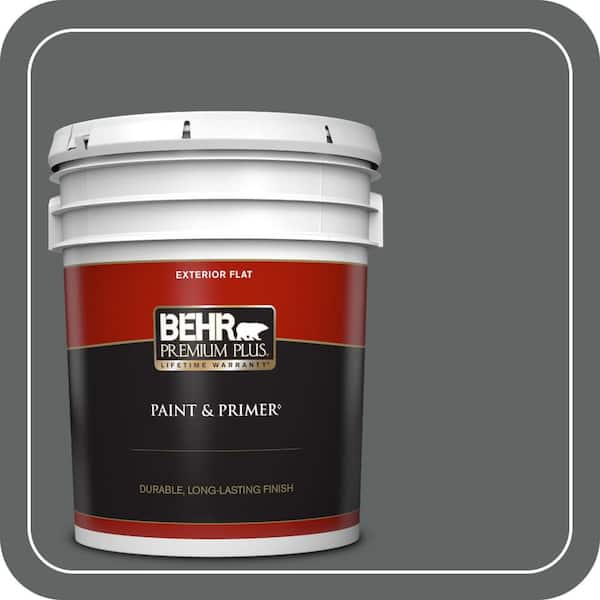 BEHR PREMIUM PLUS 5 gal. Home Decorators Collection #HDC-MD-28 Cordite Flat Exterior Paint & Primer