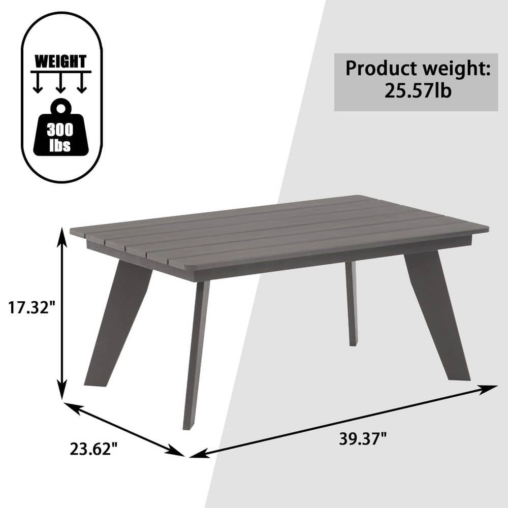 Gray HIPS Outdoor Rectangular Cocktail Table with Splayed Legs