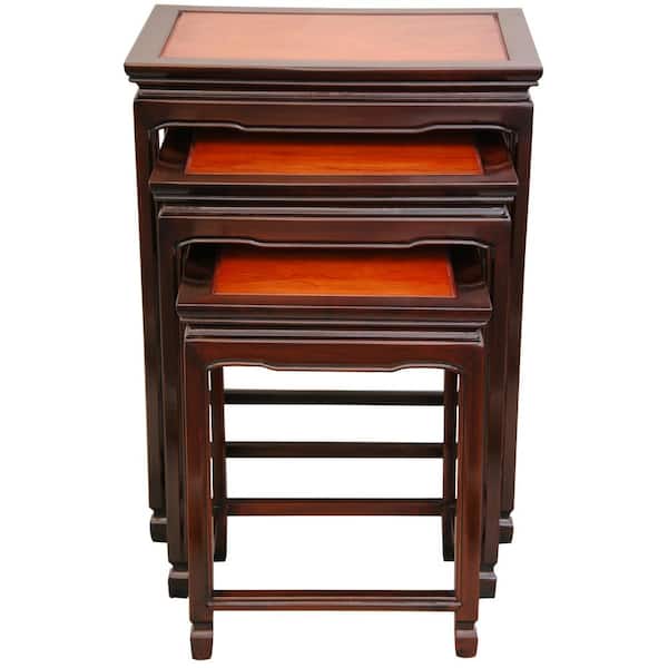 Oriental Furniture Nesting Multi 3-Piece Nesting End Table