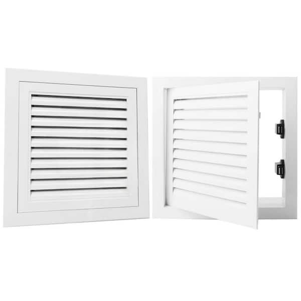 12x12 Inch Gable Vent Aluminum Alloy White Push-Button Switch Ventilation Panel with 10x10 Inch Opening