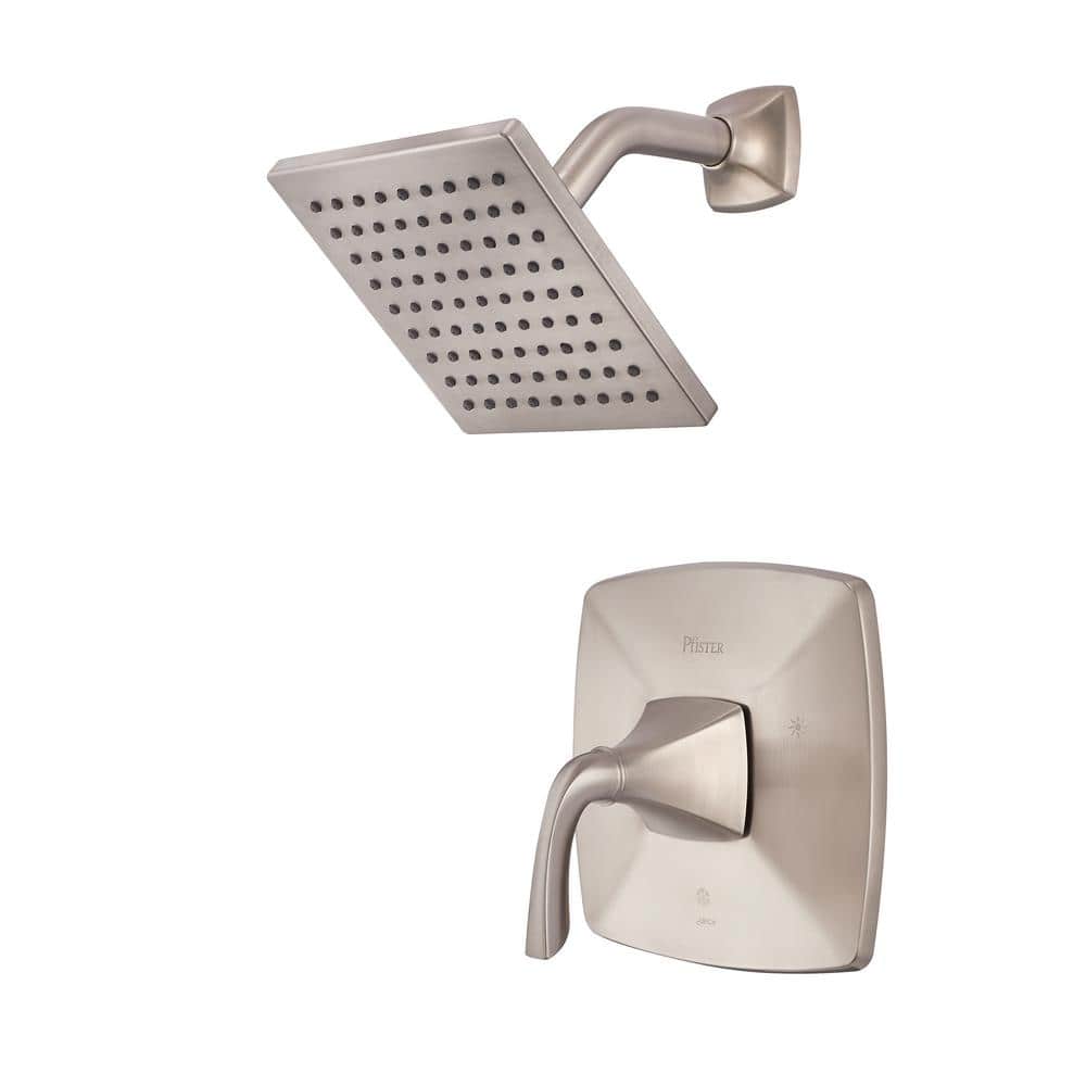 Brushed Nickel Rain Shower Faucet with Ceramic Handle
