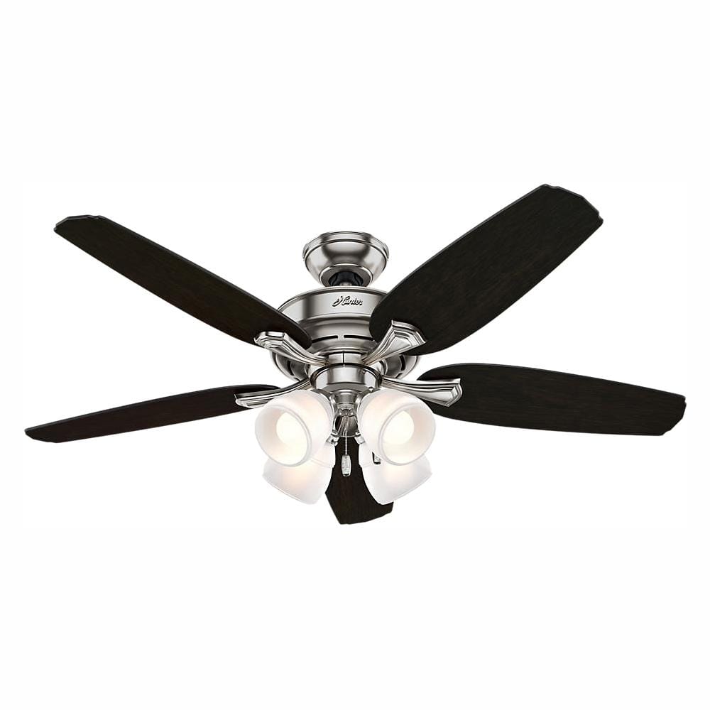 Hunter Channing 52 in. Indoor LED Brushed Nickel Ceiling Fan with Light  52074 - The Home Depot