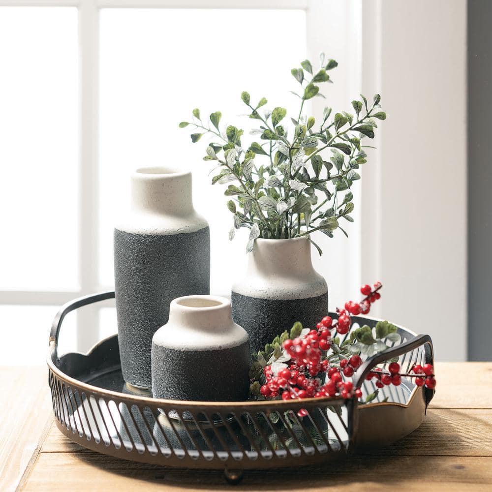 Trio of Timeless Ceramic Vases in White and Black