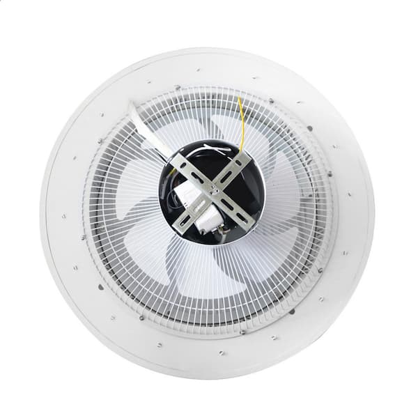 OUKANING 21.6 in. Black Modern Round Indoor Integrated LED 