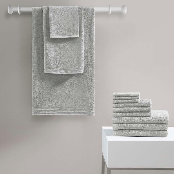 Unbranded 12-Pack Premium Bath Towels Set, 100% Cotton Lightweight and Highly Absorbent Quick Drying Towels, Silver