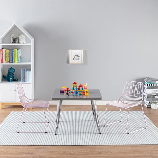 ACESSENTIALS Kids Geometric Wire Activity Chairs 2pk - Blush Pink
