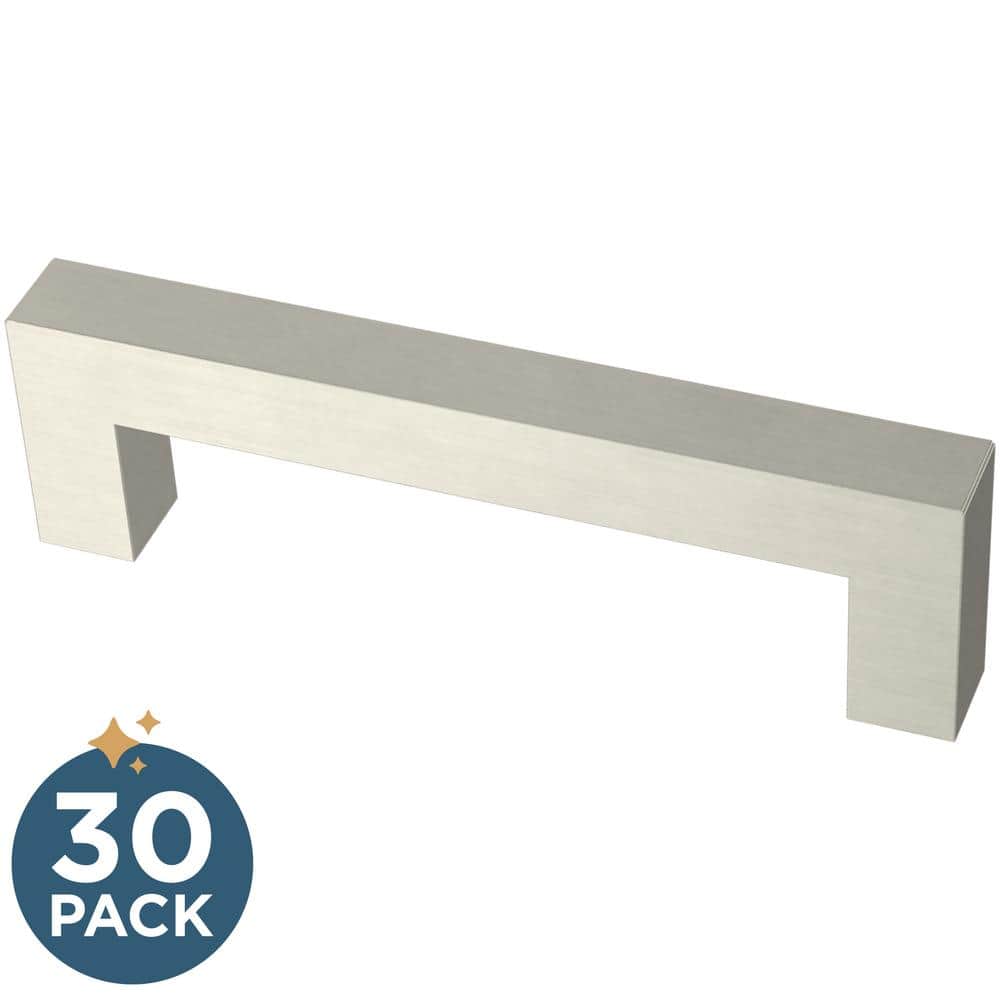 30-Pack Simple Modern Square 3-3/4 in. (96 mm) Modern Cabinet Drawer Pulls 