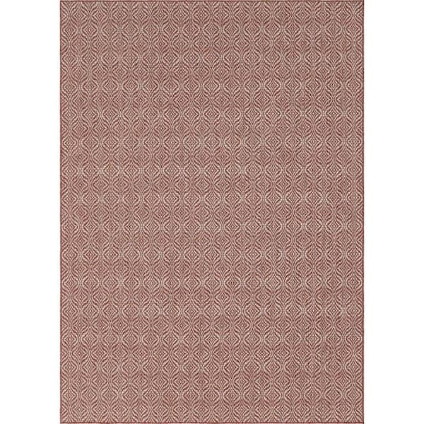 Unique Loom Outdoor Trellis Area Rug (7' x 10' - Rust Red)