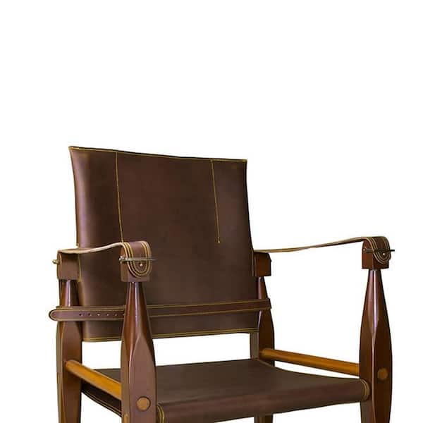 Authentic Models Kathleen Brown Leather, Bridle Leather Campaign Chair