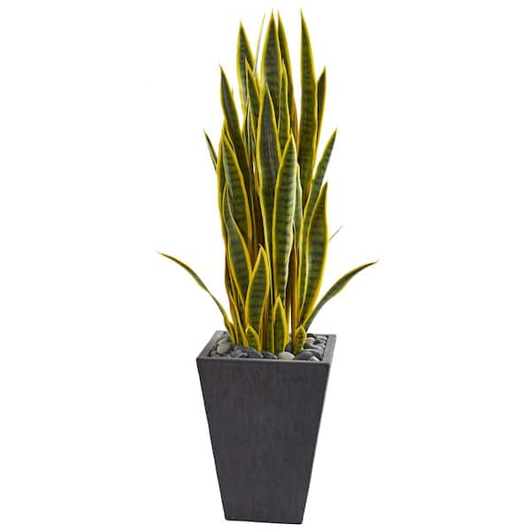 Nearly Natural Indoor 3.5-Ft. Sansevieria Artificial Plant in Slate Planter