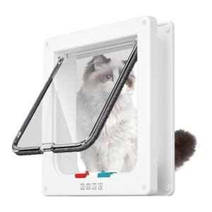 Xiaoyu 4-Way Locking Pet Door - Medium Size, White, For Interior Doors (Cat Or Small Dog)