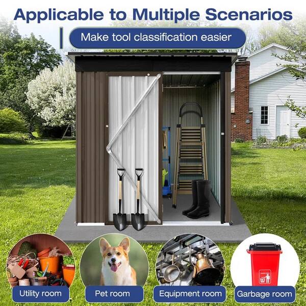 5 ft. W x 4 ft. D Metal Outdoor Storage Shed, Lockable Garden Tool