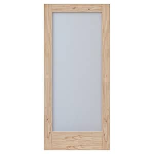 MODA Rustic 24 in. x 80 in. Solid Wood Full Lite Frosted Glass Unfinished Wood Interior Door Slab