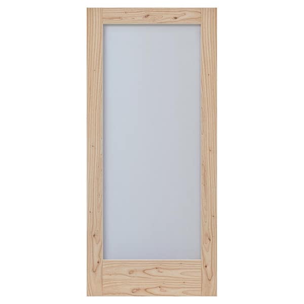 MODA Rustic 24 in. x 80 in. Solid Wood Full Lite Frosted Glass Unfinished Wood Interior Door Slab
