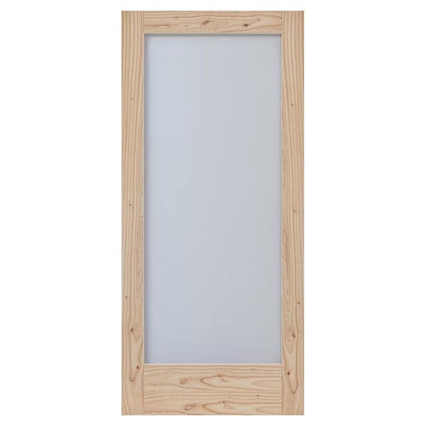 JELD-WEN MODA Rustic 28 in. x 80 in. Solid Wood Full Lite Frosted Glass Unfinished Wood Interior Door Slab