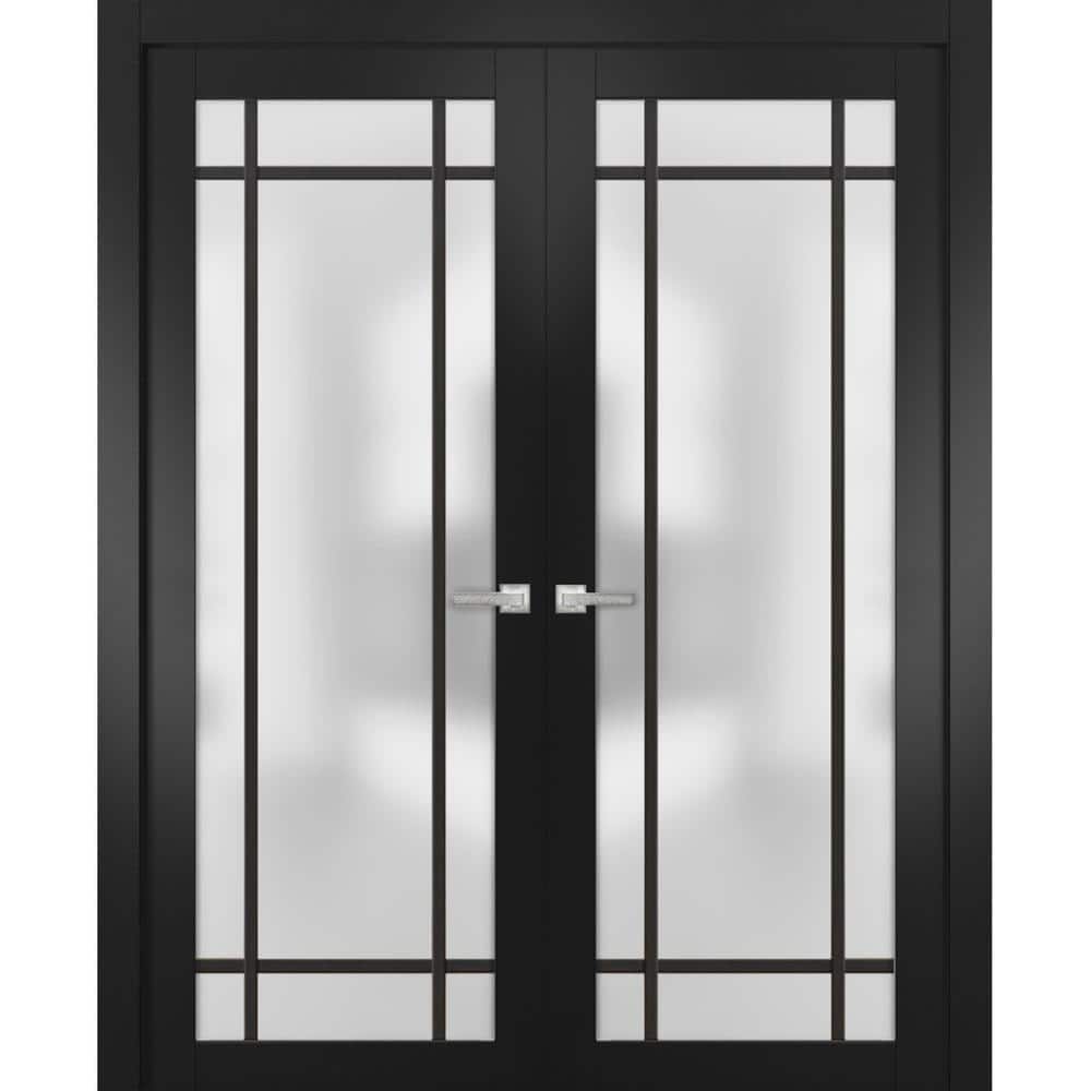 36 in. x 96 in. 2 Panel Black Matte Finished Solid Wood Sliding Door with Hardware price history on PriceWatchPro