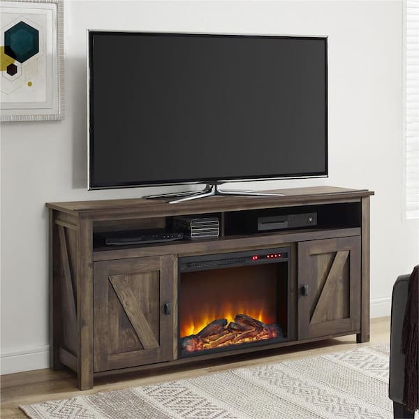 Ameriwood Farmington Heritage Pine Fire Place Entertainment Center