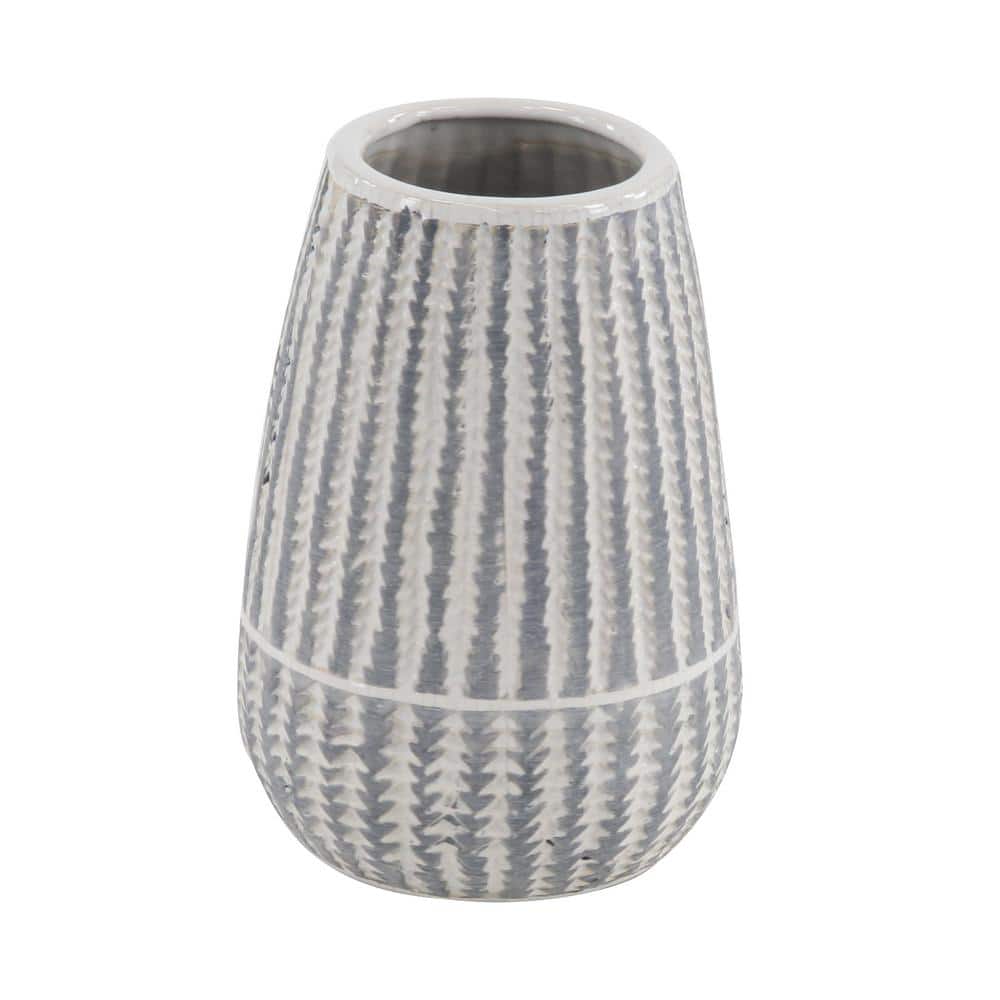 10" White and Gray Ceramic Novelty Table Vase
