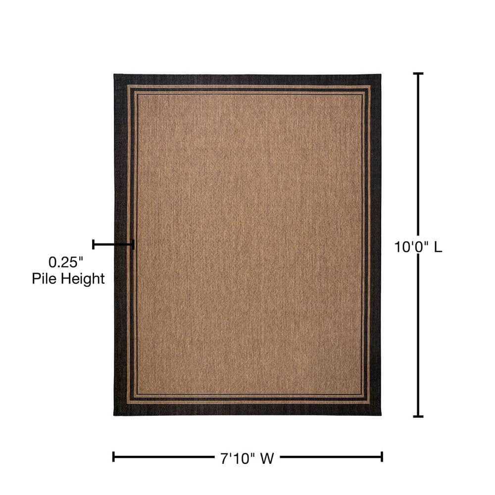 Chestnut and Black Synthetic Flatweave 8' x 10' Area Rug