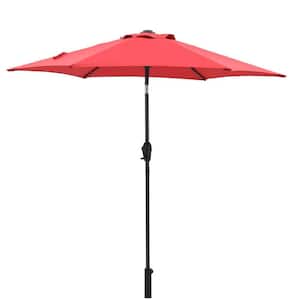 7-1/2 ft. Steel Push-Up Patio Umbrella in Red