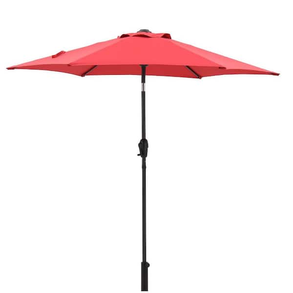 Zeus & Ruta 7-1/2 ft. Steel Push-Up Patio Umbrella in Red