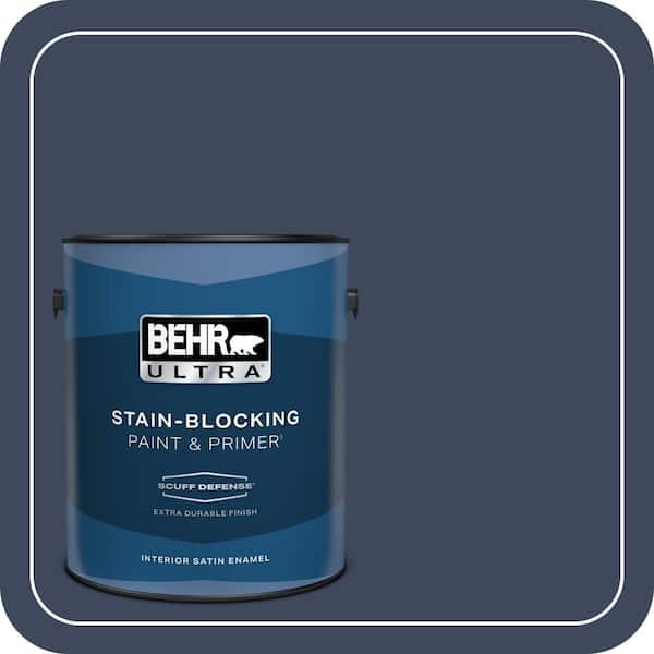 BEHR ULTRA 1 gal. #S530-7 Dark Navy Extra Durable Satin Enamel Interior Paint & Primer